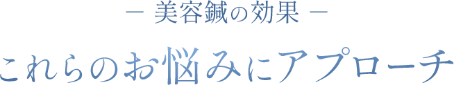 － 美容鍼の効果 －これらのお悩みにアプローチ